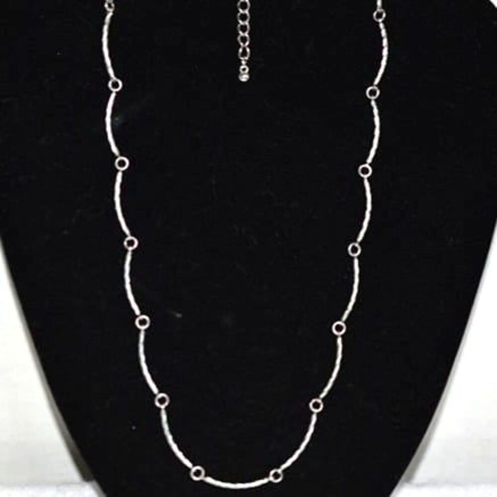 Retro Scallop Metal Beaded Link Silver Tone  Lobster Claw Clasp 20" Necklace